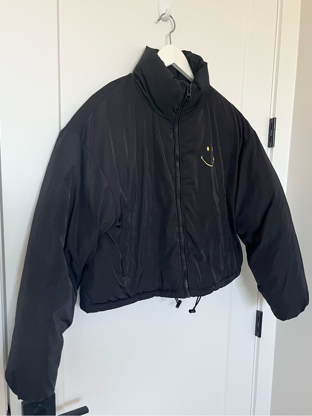 Smiley x H&M Short Puffer Jacket Coat Black Women’s Size S - Picture 3 of 7